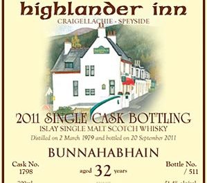 Un Bunnahabhain embouteillage Highlander Inn 2011