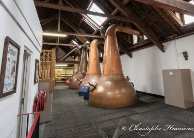 The BenRiach Distillery. La salle de distillation et les 4 alambics