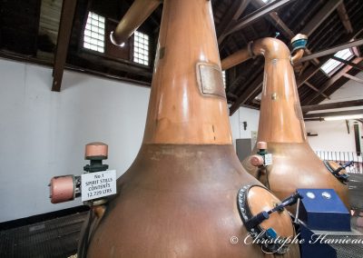 The BenRiach Distillery. Une paire d'alambics